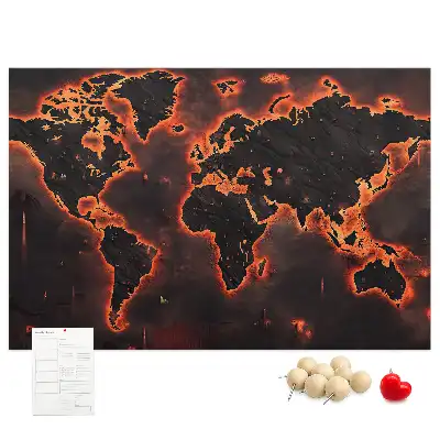 World map cork memo board