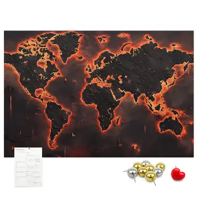 World map cork memo board