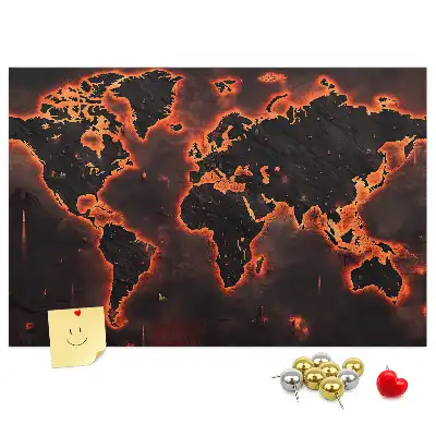 World map cork memo board