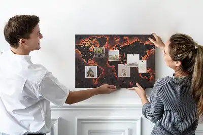 World map cork memo board