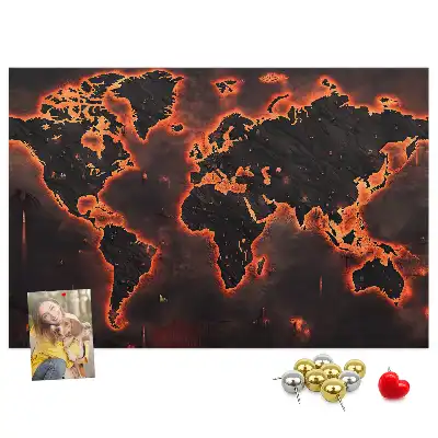 World map cork memo board