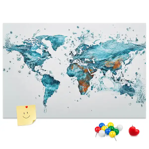 World Map Printed Cork Bulletin Board