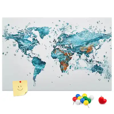 World Map Printed Cork Bulletin Board