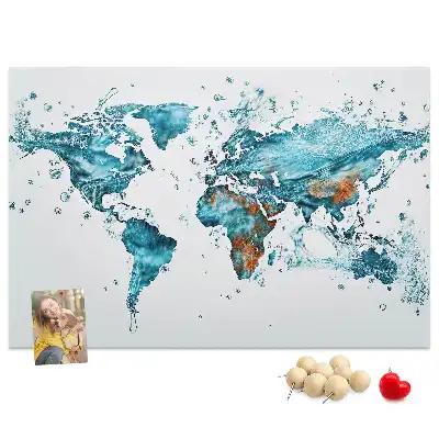 World Map Printed Cork Bulletin Board