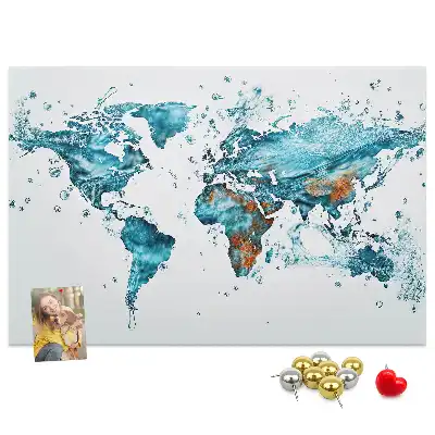 World Map Printed Cork Bulletin Board