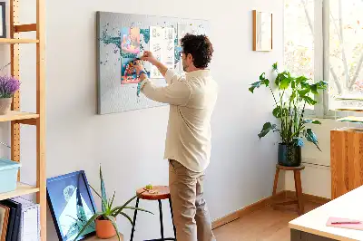 World Map Printed Cork Bulletin Board