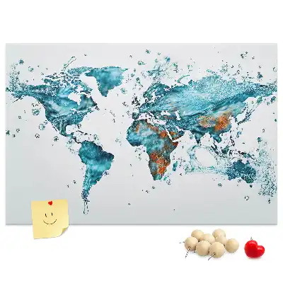 World Map Printed Cork Bulletin Board