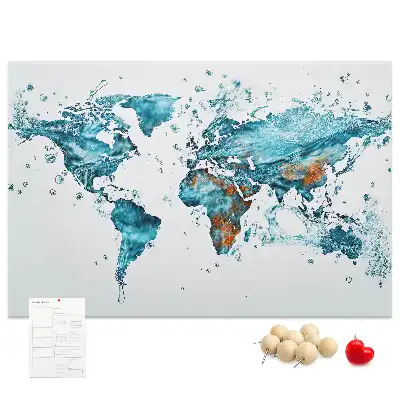 World Map Printed Cork Bulletin Board
