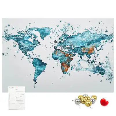 World Map Printed Cork Bulletin Board