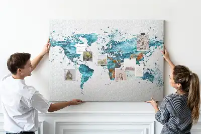World Map Printed Cork Bulletin Board