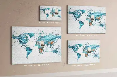 World Map Printed Cork Bulletin Board