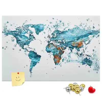 World Map Printed Cork Bulletin Board