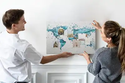 World Map Printed Cork Bulletin Board