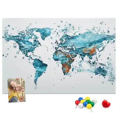 World Map Printed Cork Bulletin Board