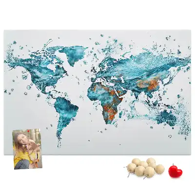 World Map Printed Cork Bulletin Board