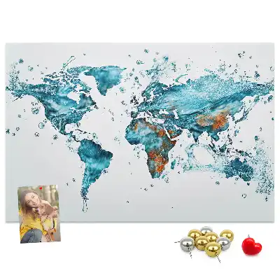 World Map Printed Cork Bulletin Board