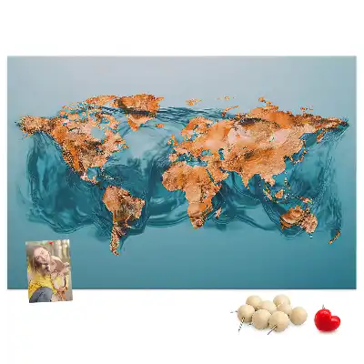 Printed Abstract World Map Cork Memo Board