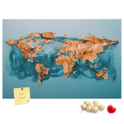 Printed Abstract World Map Cork Memo Board