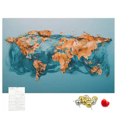 Printed Abstract World Map Cork Memo Board