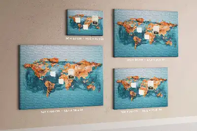 Printed Abstract World Map Cork Memo Board