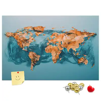 Printed Abstract World Map Cork Memo Board