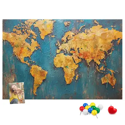 Decorative World Map Cork Memo Board