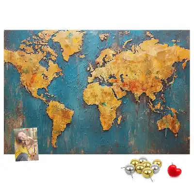Decorative World Map Cork Memo Board