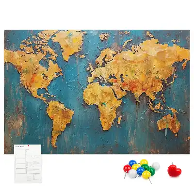 Decorative World Map Cork Memo Board