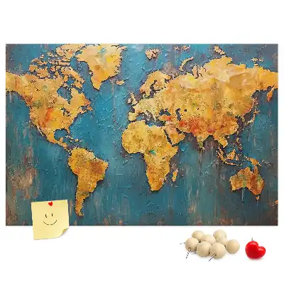 Decorative World Map Cork Memo Board