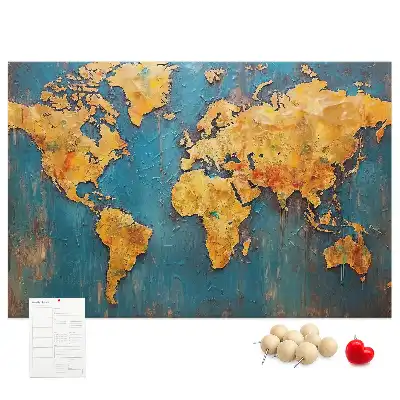 Decorative World Map Cork Memo Board
