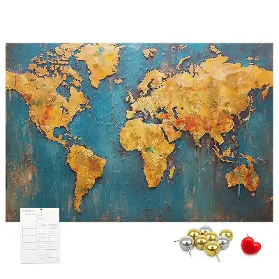 Decorative World Map Cork Memo Board