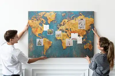 Cork memo board Decorative world map