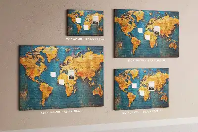 Decorative World Map Cork Memo Board