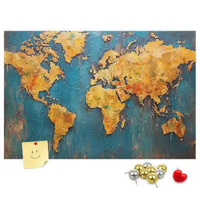 Decorative World Map Cork Memo Board