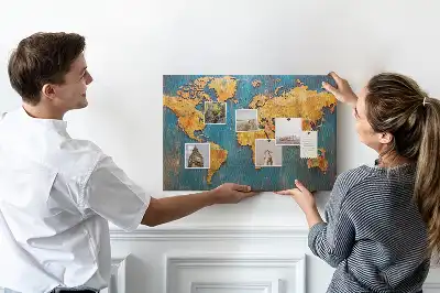 Decorative World Map Cork Memo Board