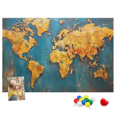Decorative World Map Cork Memo Board