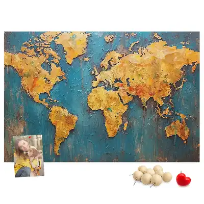Decorative World Map Cork Memo Board