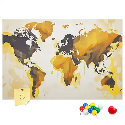 Abstract World Map Printed Cork Board