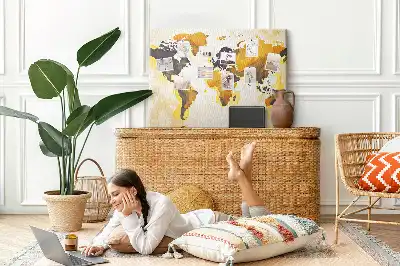 Abstract World Map Printed Cork Board