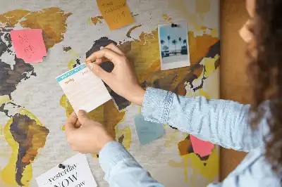 Abstract World Map Printed Cork Board