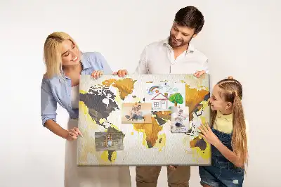 Abstract World Map Printed Cork Board