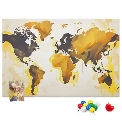 Abstract World Map Printed Cork Board