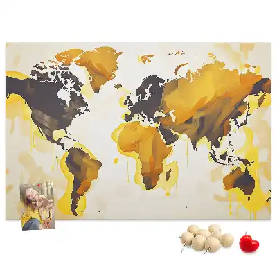 Abstract World Map Printed Cork Board