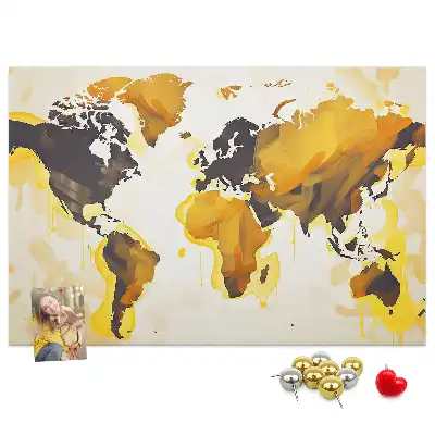 Abstract World Map Printed Cork Board