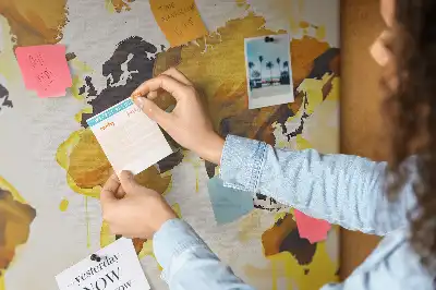 Abstract World Map Printed Cork Board