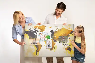 Abstract World Map Printed Cork Board