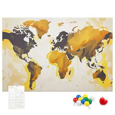 Abstract World Map Printed Cork Board
