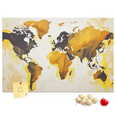 Abstract World Map Printed Cork Board