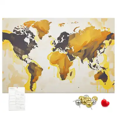 Abstract World Map Printed Cork Board