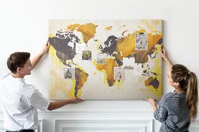 Abstract World Map Printed Cork Board